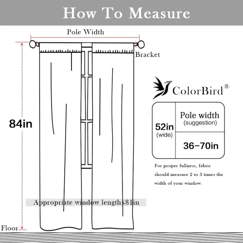 Vista 7 de ColorBird Juego de 2 cortinas de ventana con estampado semiopaco