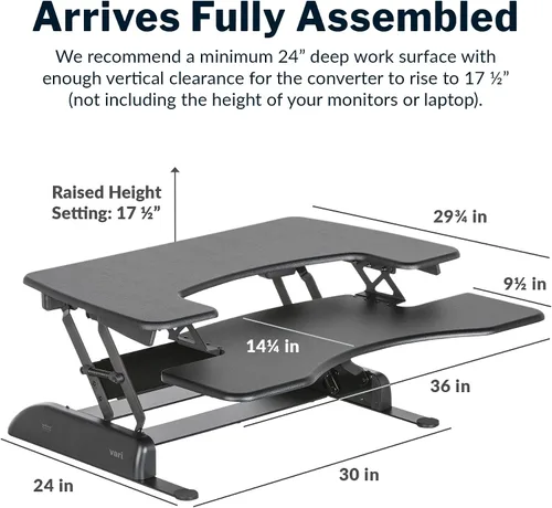 Vista 2 de Varidesk – Escritorio de Pie Altura Regulable – Pro Plus 36, Negro