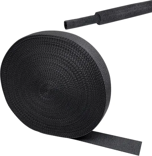Vista 21 de Tubo de tela trenzada termorretráctil 2 en 1, ajuste ideal para manguera/cable/alambre de forma irregular (1-1/8 pulgadas, 14 pies)