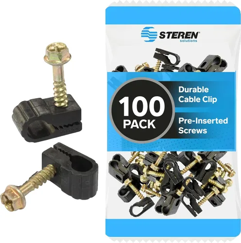 Vista 20 de STEREN Clips coaxiales para cables - Soporte para cables - Clips de alambre - Clips laterales para colgar - Soporte de cable para escritorio Gris