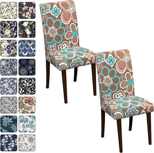 Vista 82 de Fundas para sillas de comedor CoSofSLIP, juego de 2, fundas estampadas elásticas antideslizantes, fundas extraíbles y lavables para sillas
