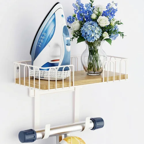 Vista 10 de TJ.MOREE Soporte para tabla de planchar de metal para colgar en la pared, para plancha y tabla de planchar, decoración de cuarto de servicio