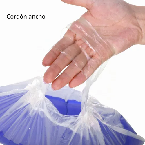Vista 4 de Tebery Paquete de 100 forros portátiles para sillas de orinal con cordón, bolsas de orinal desechables para asiento de entrenamiento de inodoro
