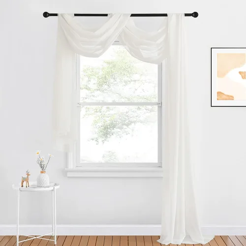 Vista 34 de NICETOWN Cenefa decorativa larga para ventana, cenefa de bufanda de boda, cortina de gasa para sala de estar, dormitorio, ceremonia