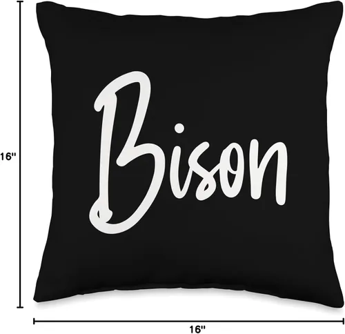 Vista 4 de Minimalist School Spirit Gear Bison-Inky Brush Script - Almohada (16 x 16 pulgadas), multicolor