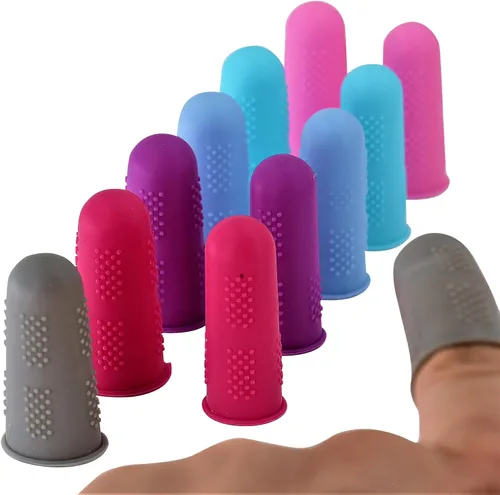 Vista 12 de Protectores de dedos [serie Flex – Paquete de 9] cubiertas antiadherentes de silicona [pequeño (3) / mediano (3) / grande (3)] – para pegamento