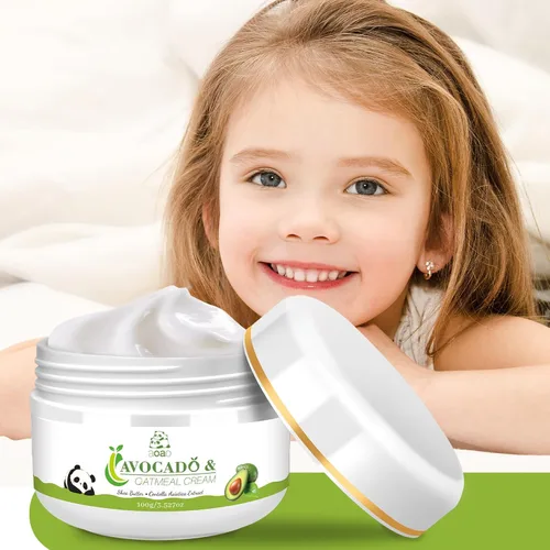 Vista 2 de AOAO Crema hidratante diaria de aguacate para niños, hidrata suavemente la piel seca y sensible para la cara y el cuerpo de bebés y niños, avena