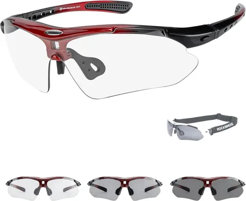 Vista 8 de ROCKBROS Gafas de sol deportivas fotocromáticas para hombres y mujeres, gafas de protección UV400 con marco de miopía para correr, ciclismo Negro