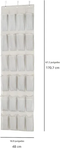 Vista 6 de Amazon Basics - Organizador de zapatos de tamaño mediano para colgar sobre la puerta de 24 bolsillos Sobre la puerta