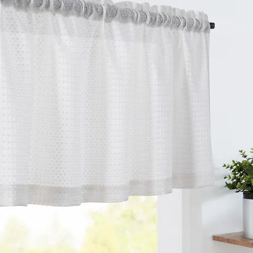 Vista 10 de Cenefa con textura de tejido waffle para cocina, cortinas de ventana impermeables (60 x 18 pulgadas, Sage, un panel)