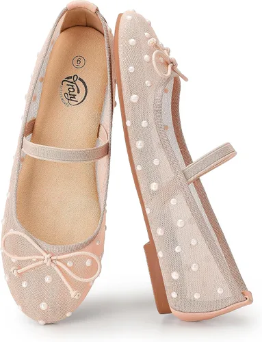 Vista 6 de Trary Cavie - Zapatos planos de ballet para mujer, zapatos Mary Jane para Malla Nude