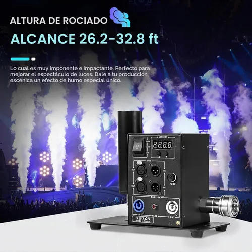 Vista 2 de MOKA SFX Máquina de chorro de CO2 con manguera de 20 pies DMX 512 Control Cañón de CO2 Máquina de niebla Efectos de escenario profesional