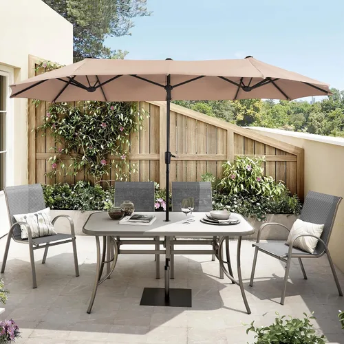 Vista 7 de HERA'S PALACE - Sombrilla de patio rectangular de 13 pies, sombrilla grande para exteriores con manivela, sombrilla de mesa para patio con potente