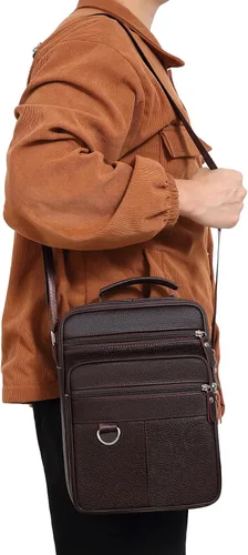 Vista 6 de Bolso de mensajero de cuero para hombre, maletín grande de viaje de negocios, bolso cruzado para hombre, bolso de hombro