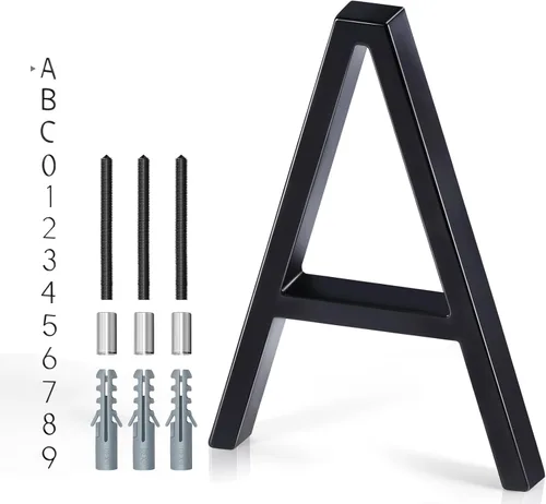 Vista 18 de Números de casa de 5 pulgadas para exterior, dirección de metal número 8, diseño moderno, acabado con recubrimiento en polvo negro resistente a