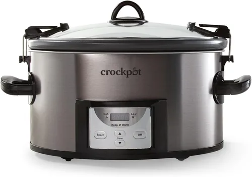 Vista 8 de Crock-Pot Olla de cocción lenta programable con tapa de cierre de 6 cuartos de galón para cocinar y transportar, color Moonshine Verde (Verde)