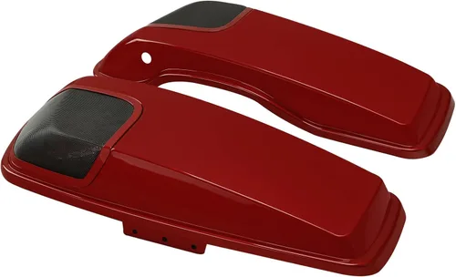 Vista 16 de TCT-MOTORPARTS Alforjas de mezclilla negra con tapas, bocina de 5 x 7 pulgadas, rejillas para Harley Street Glide Road King Road Glide Ultra Limited