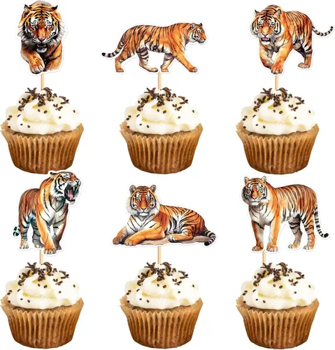 Vista 15 de Ercadio Paquete de 25 adornos para magdalenas de gatos, palillos para tartas de gatos negros, selecciones de cupcakes de animales, decoraciones