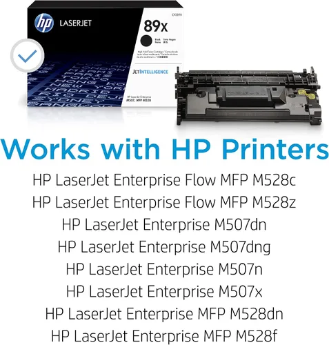 Vista 2 de HP Cartucho de tóner negro de alto rendimiento 89X Funciona con LaserJet Enterprise M507, MFP M528 CF289X Rendimiento de 5000 páginas