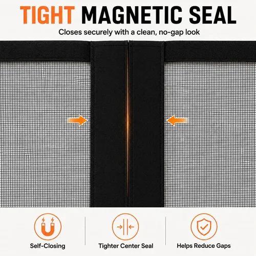 Vista 7 de Puerta mosquitera magnética: se adapta a puertas de hasta 32 x 80 pulgadas. Malla de puerta mosquitera de alta resistencia con cierre magnético