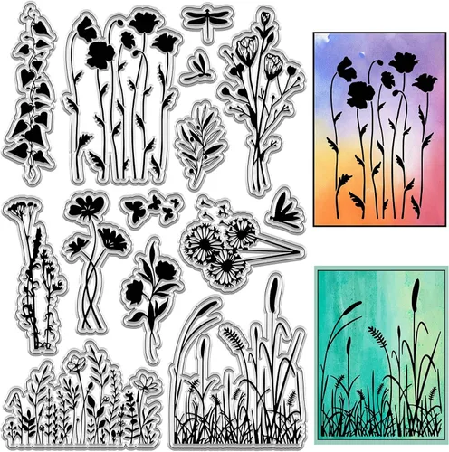 Vista 18 de CRASPIRE Sellos Transparentes con Fondo de Grieta Vintage Retro, Sellos de Goma Reutilizables de Silicona Transparente para Álbum de Fotos, Álbum