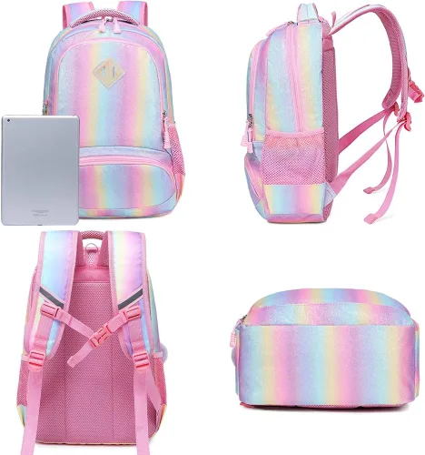 Vista 3 de Meisohua Mochilas escolares para niñas, mochila de unicornio con bolsa de almuerzo y estuche para lápices, juego de bolsas escolares 3 en 1