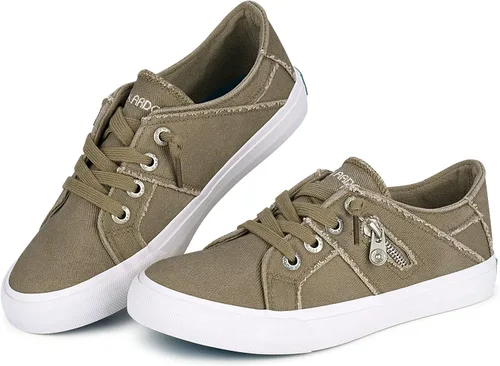 Vista 2 de JENN ARDOR Slip-On Sneakers Women's Walking Shoes Dressy Casual Canvas Sports Tennis Loafers Retro Fashion Comfortable Zipper Decor Flats