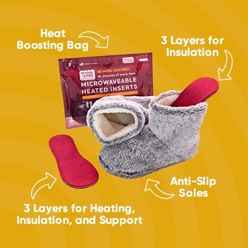 Vista 7 de Snook-Ease Botines térmicos gruesos y cálidos calentadores de pies de invierno con inserciones calentables para microondas - Botines calefactables