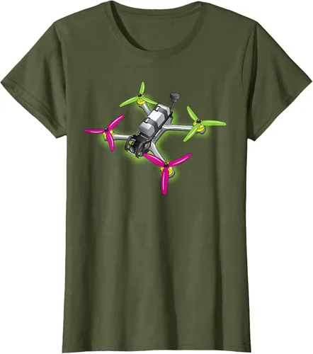 Vista 77 de Freestyle FPV Racing Drone Pilot Acro Quadcopter - Camiseta de sandía, Negro, S