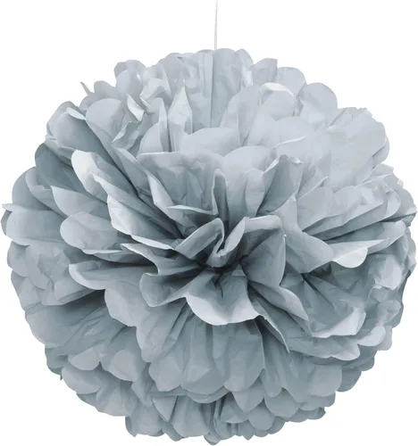 Vista 3 de Pompón de papel de seda color negro, de 16 pulgadas., talla única , Negro