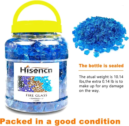 Vista 7 de Hisencn 1/2 pulgada 10-libras mezclado hoguera de vidrio para interior y exterior chimeneas de gas de vidrio de fuego, cuencos de fuego, jardín
