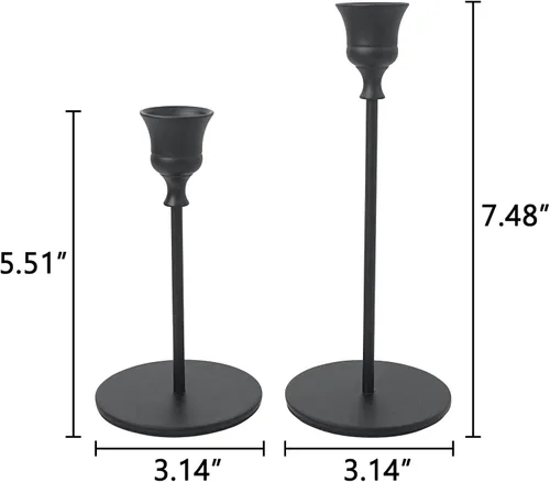 Vista 5 de DreamsEden Portavelas cónico negro – Juego de 2 portavelas de metal moderno decorativo alto para comedor, hogar, boda, fiesta, decoración festiva