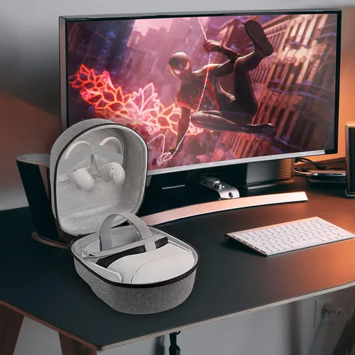 Vista 6 de Linkidea Funda rígida de viaje compatible con Meta Quest 2 Quest Pro, VR Oculus Quest 2, funda protectora portátil, bolsa de transporte, accesorios