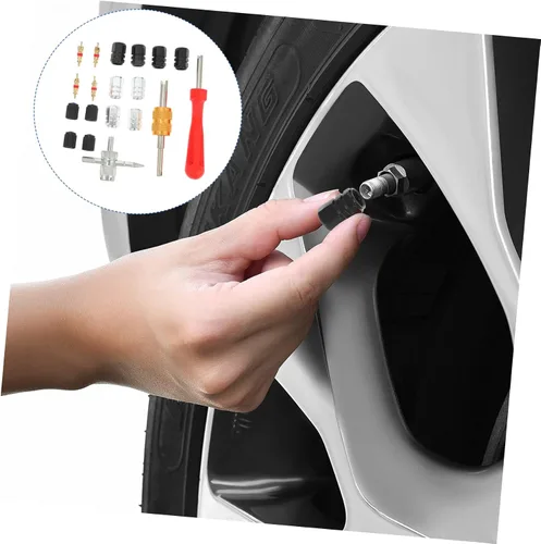 Vista 6 de Mobestech Tire Valve Core Wrench and Remover Tool Kit 16pcs Set for Car Motorcycle and Bicycle Tire Repair with Valve Caps