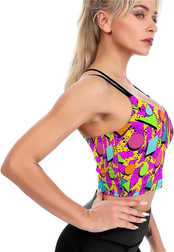 Vista 4 de Sujetadores deportivos de alto impacto para mujer, de línea larga, acolchados, para entrenamiento, correr, con soporte para yoga, camiseta sin