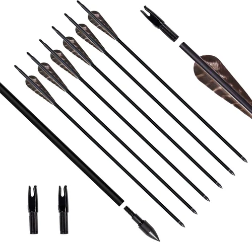Vista 11 de 31Inch Carbon Arrow, Practice Hunting Arrows, Camo Turkey Feather Fletching, Arrows for Compound & Recurve Bow with Removable Tips Adjustable Nocks