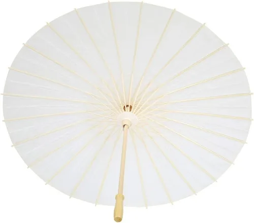 Vista 9 de Fydun - Sombrilla de papel blanco chino, sombrilla decorativa de papel blanco para boda, novia, fiesta, decoración, accesorios de fotos, pintura a