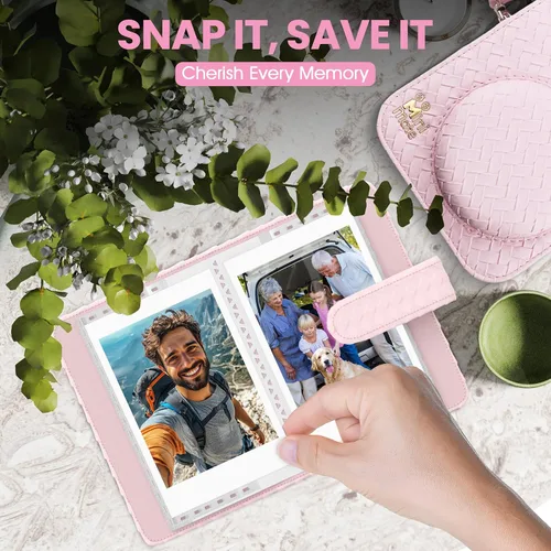 Vista 7 de Fujifilm Cámara instantánea Instax Mini 12 color rosa flor + estuche personalizado Minimate + película fotográfica Fuji Instax 10 hojas y álbum