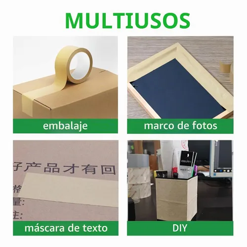Vista 9 de TAPEBEAR Cinta de papel kraft ecológica, cinta de papel kraft biodegradable, cinta de embalaje writable reciclable, superficie sin revestimiento