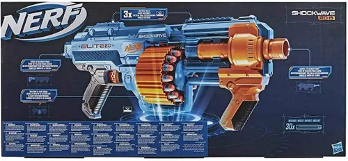 Vista 9 de Nerf Elite 2.0 Shockwave RD-15 Blaster, 30 Nerf Dards, 15 dardos giratorios, Bombeo-Acción Slam Fire, capacidad de personalización incorporada 3.1 x