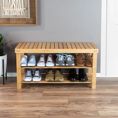 Vista 6 de Lavish Home Zapatero de bambú de 2 niveles