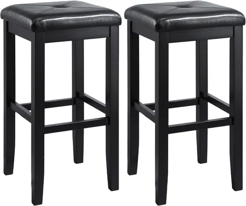 Vista 6 de Crosley Furniture Juego de 2 taburetes de bar tapizados cuadrados con altura de mostrador, color negro, 24 pulgadas