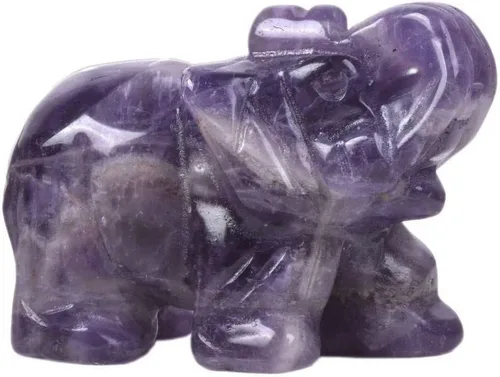 Vista 4 de Angelstones Piedra de sangre africana natural tallada con piedras preciosas de elefante curativo de cristal de guardián, estatua de figurilla