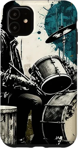 Vista 8 de Black White Drummer Music Lover Drumming Drummer Graphic Case for iPhone 17