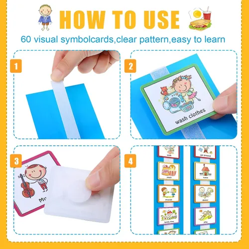 Vista 4 de Geyee 60 tarjetas de horario visual, gráfico de rutina diaria, planificador, tarjetas a granel para autismo, materiales de aprendizaje, Asperger
