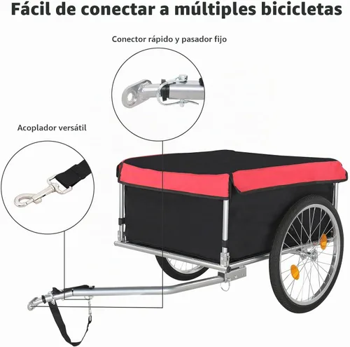Vista 5 de PEXMOR Remolque de carga para bicicleta, carrito de bicicleta plegable con enganche universal para bicicleta y rueda de liberación rápida de 20