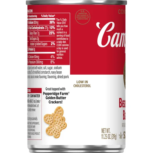 Vista 4 de Campbell's - Sopa condensada de frijol con tocino, sabor natural ahumado añadido, lata de 11.25 oz