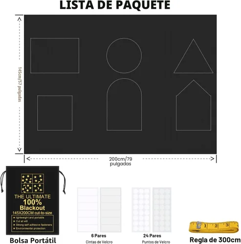 Vista 3 de RUseeN Cortinas opacas portátiles (79 x 57 pulgadas), cortinas de ventana, 100% material opaco, persianas temporales para guardería, dormitorio
