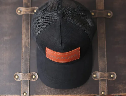 Vista 4 de Sombrero de papá de regalo para el día del padre Nuevo sombrero de camionero de regalo para papá sombrero de golf con parche de cuero personalizado