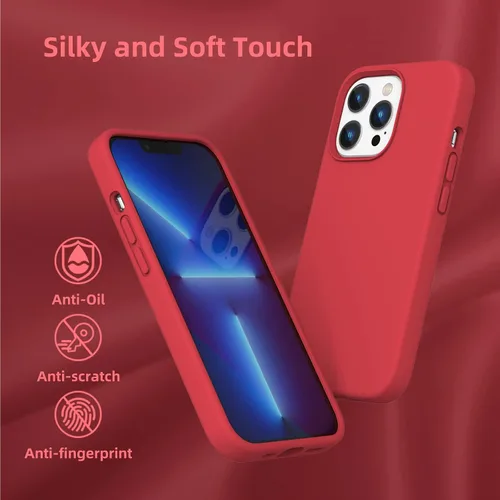Vista 6 de Funda de silicona líquida compatible con iPhone 13 Pro, color rojo [Protección contra caídas] [Resistente a los arañazos, a prueba de golpes]
